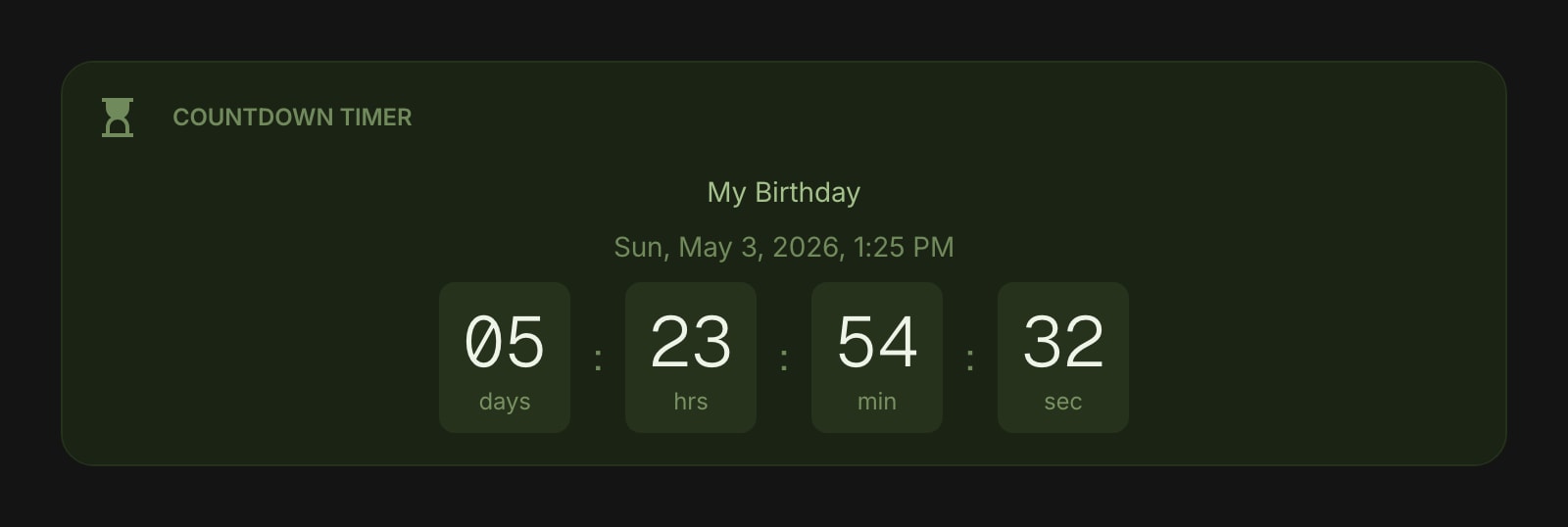 CountdownTimer color dim