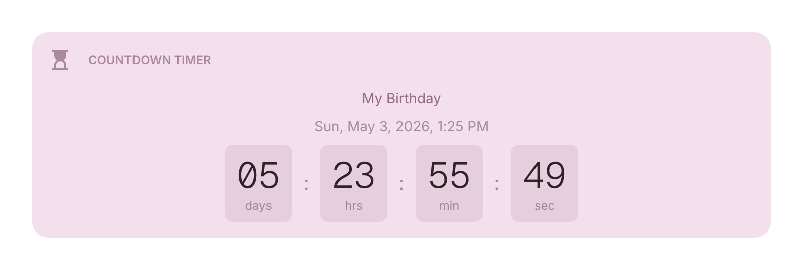 CountdownTimer color light