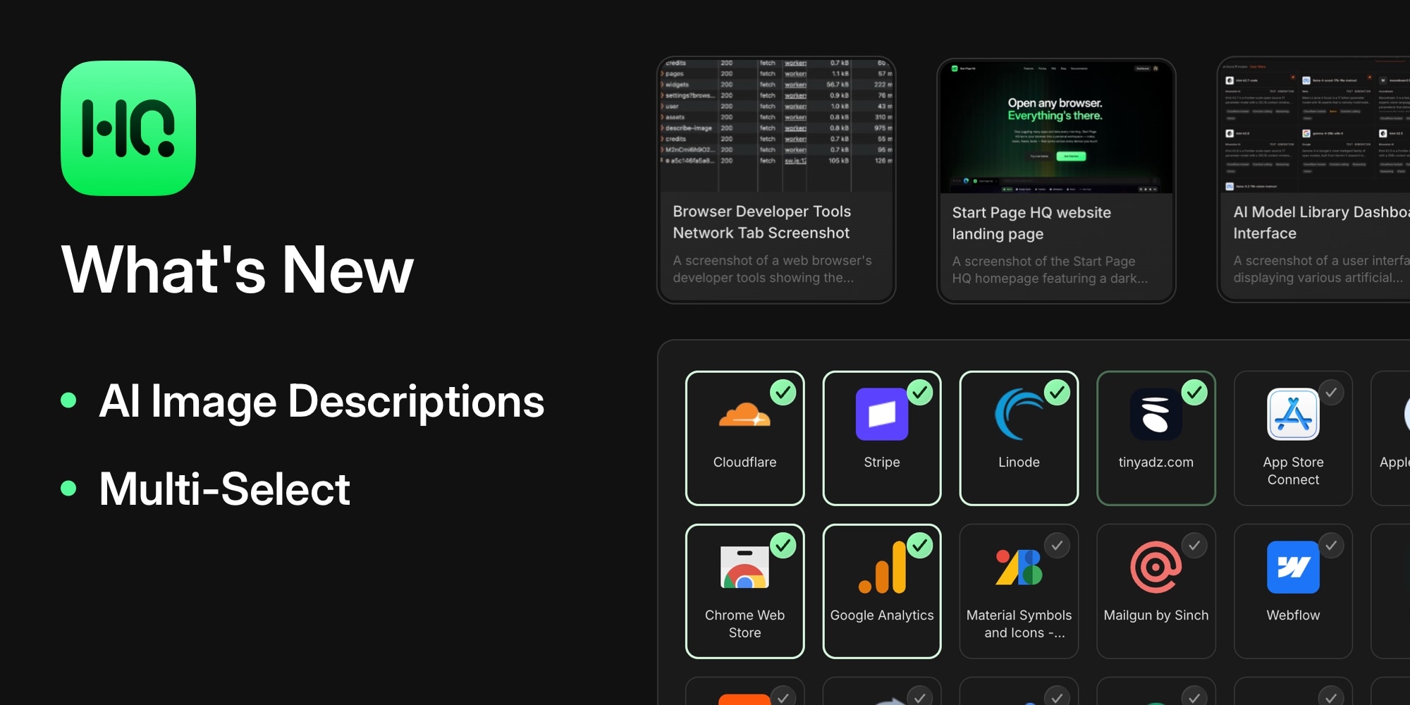 What's New in Start Page HQ: AI Image Descriptions and Multi-Select