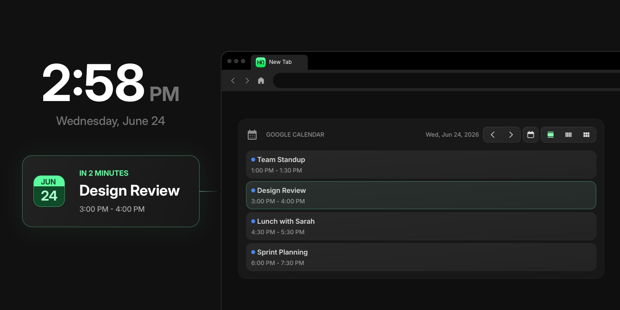 How to See Your Calendar on Every New Tab