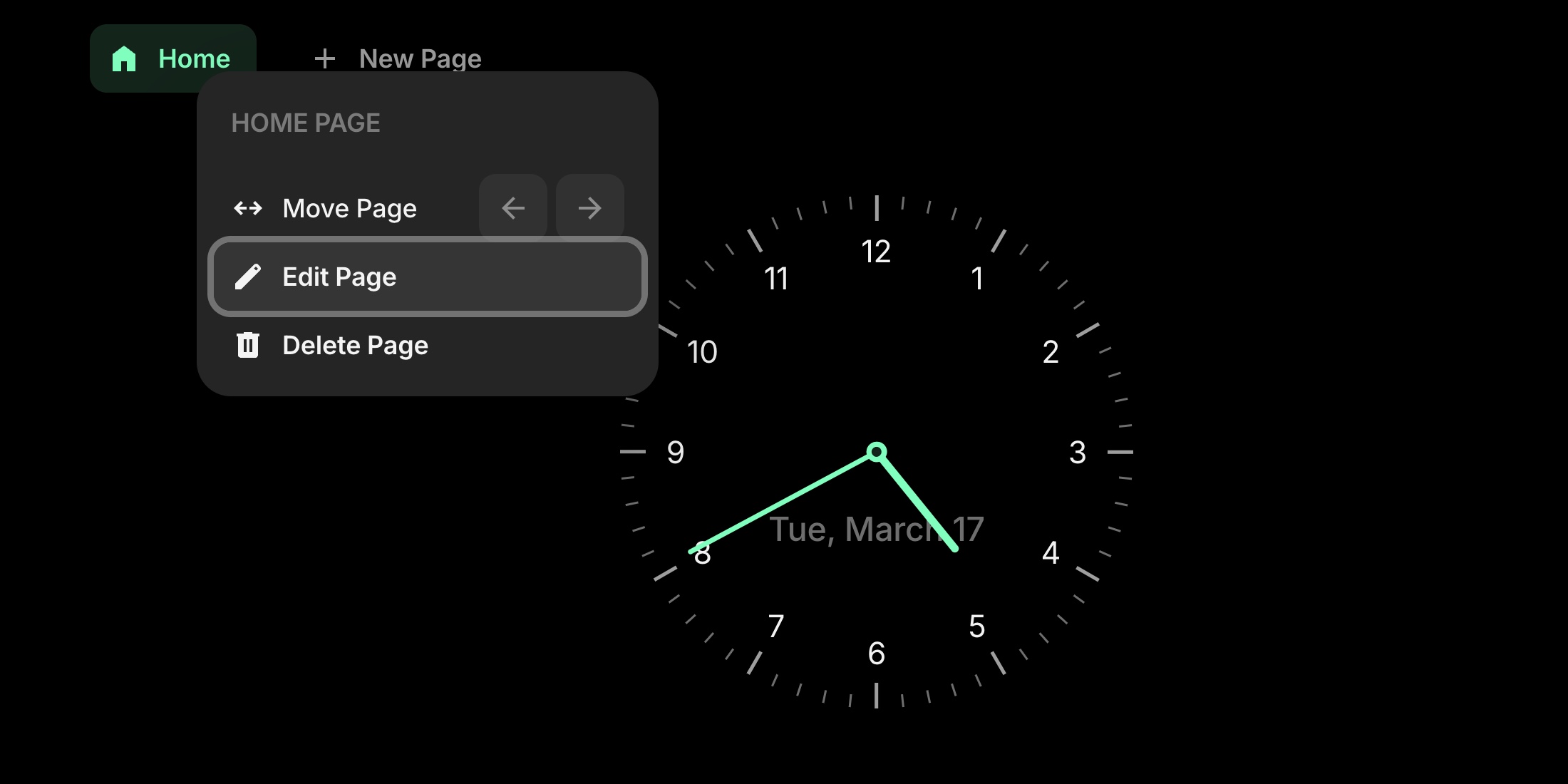 Edit page form with updated title and icon