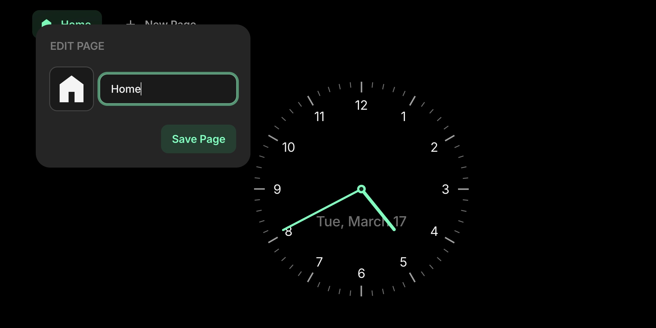 Edit page form with updated title and icon