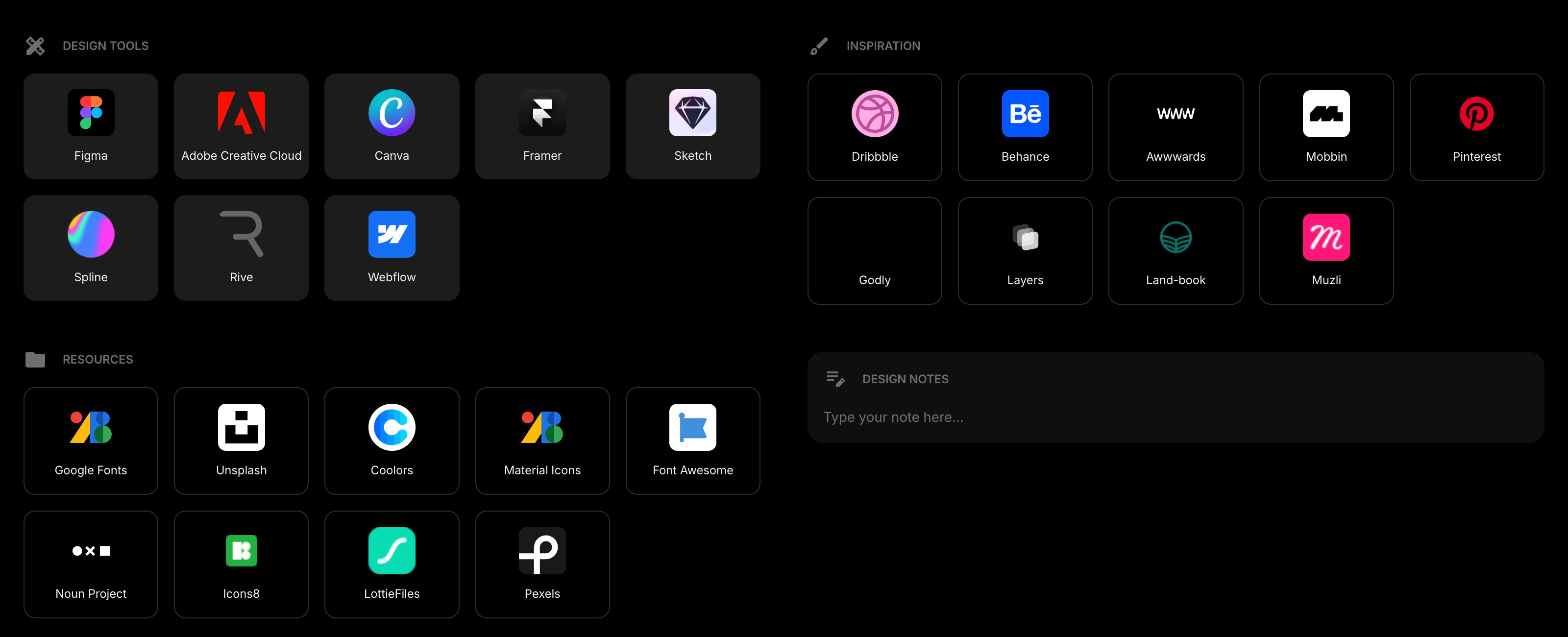 Dashboard showing several widgets stacked on a page