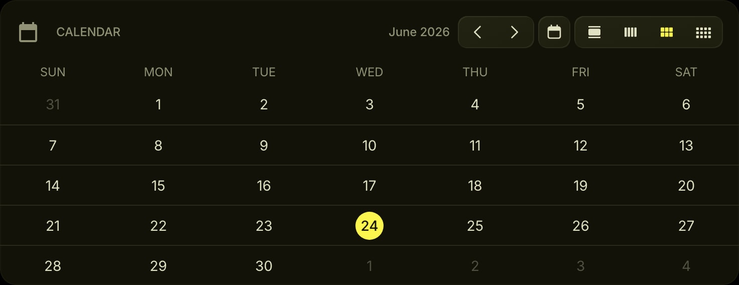 Calendar color dark