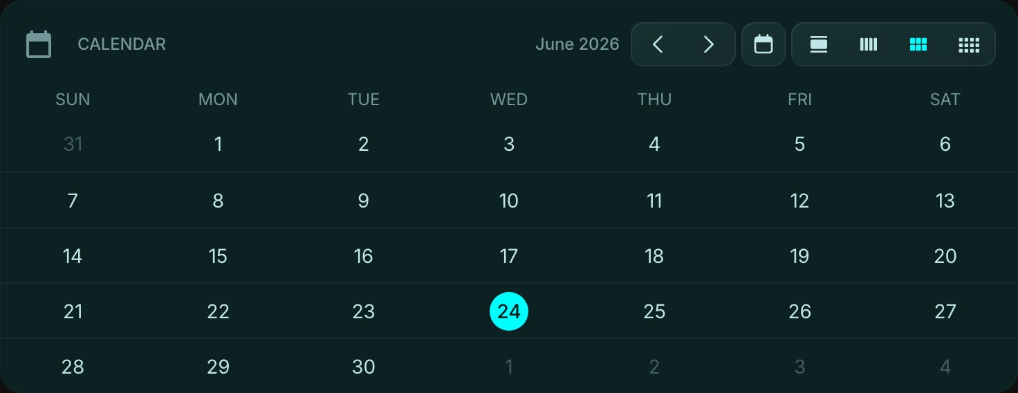 Calendar color dim