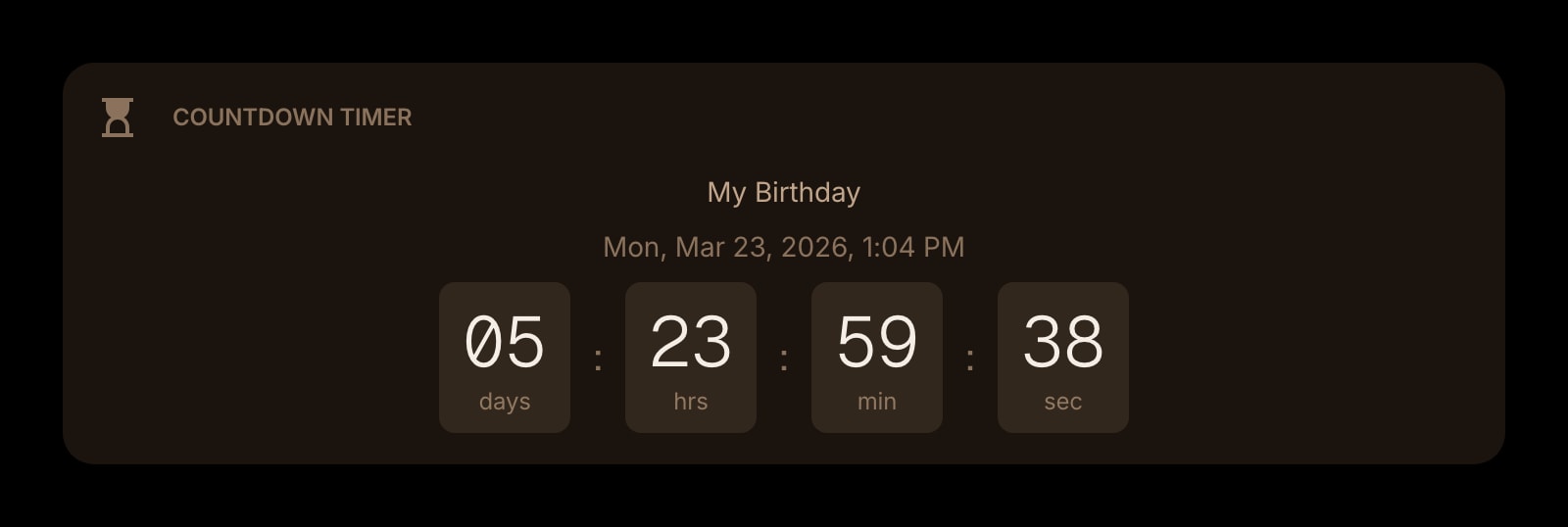 CountdownTimer color dark