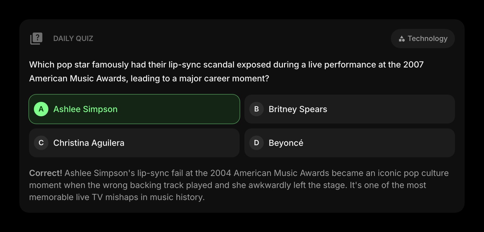 DailyQuiz dark correct