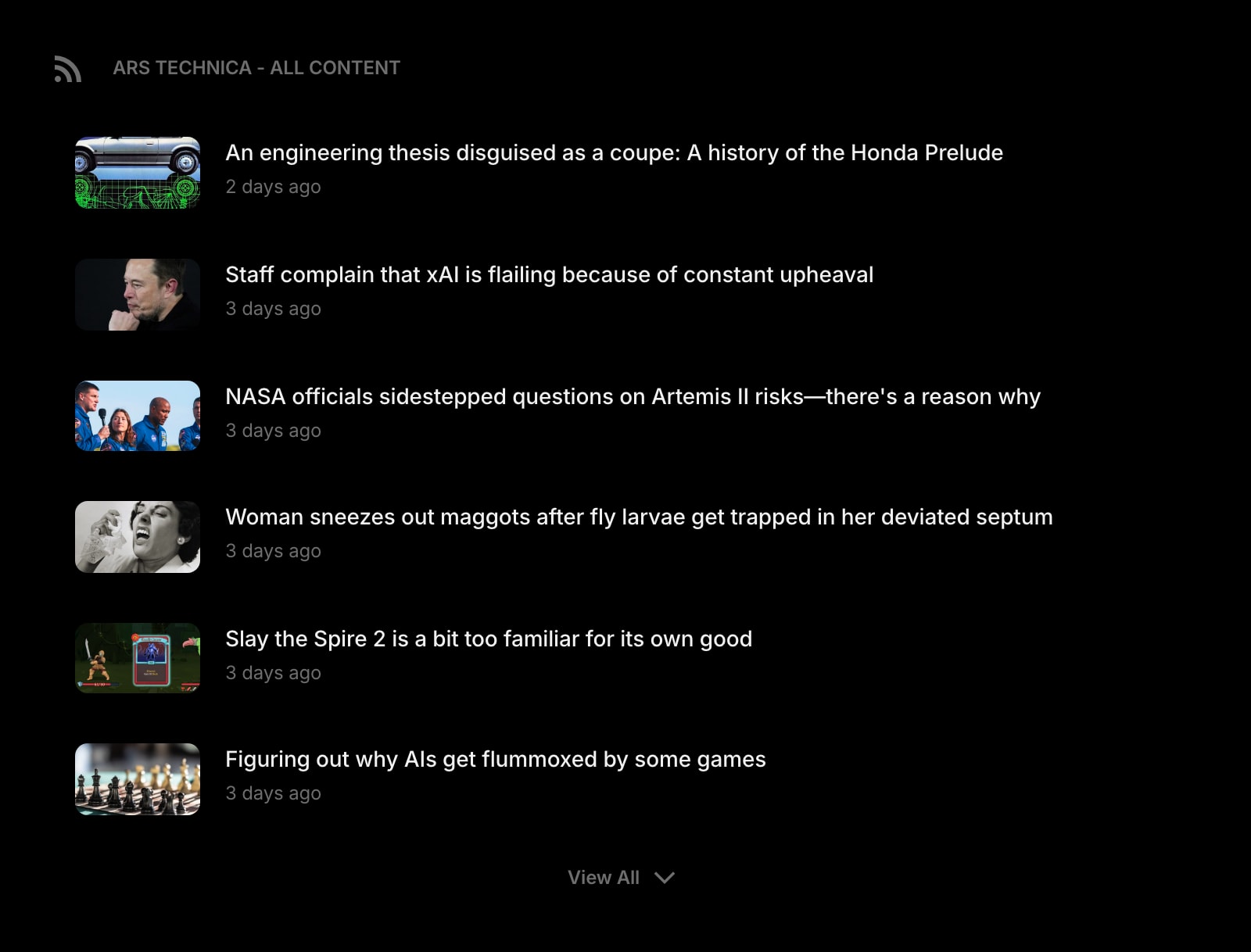 Feed dark list clear