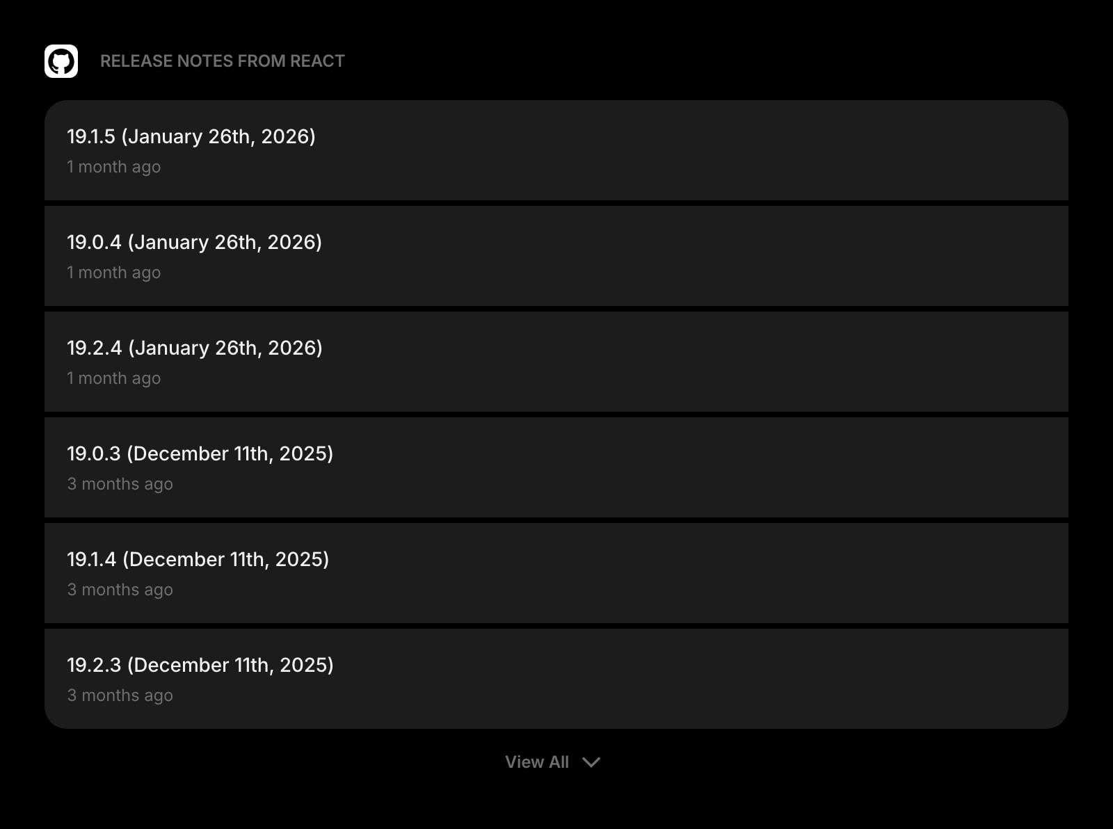 GitHubReleases dark list solid