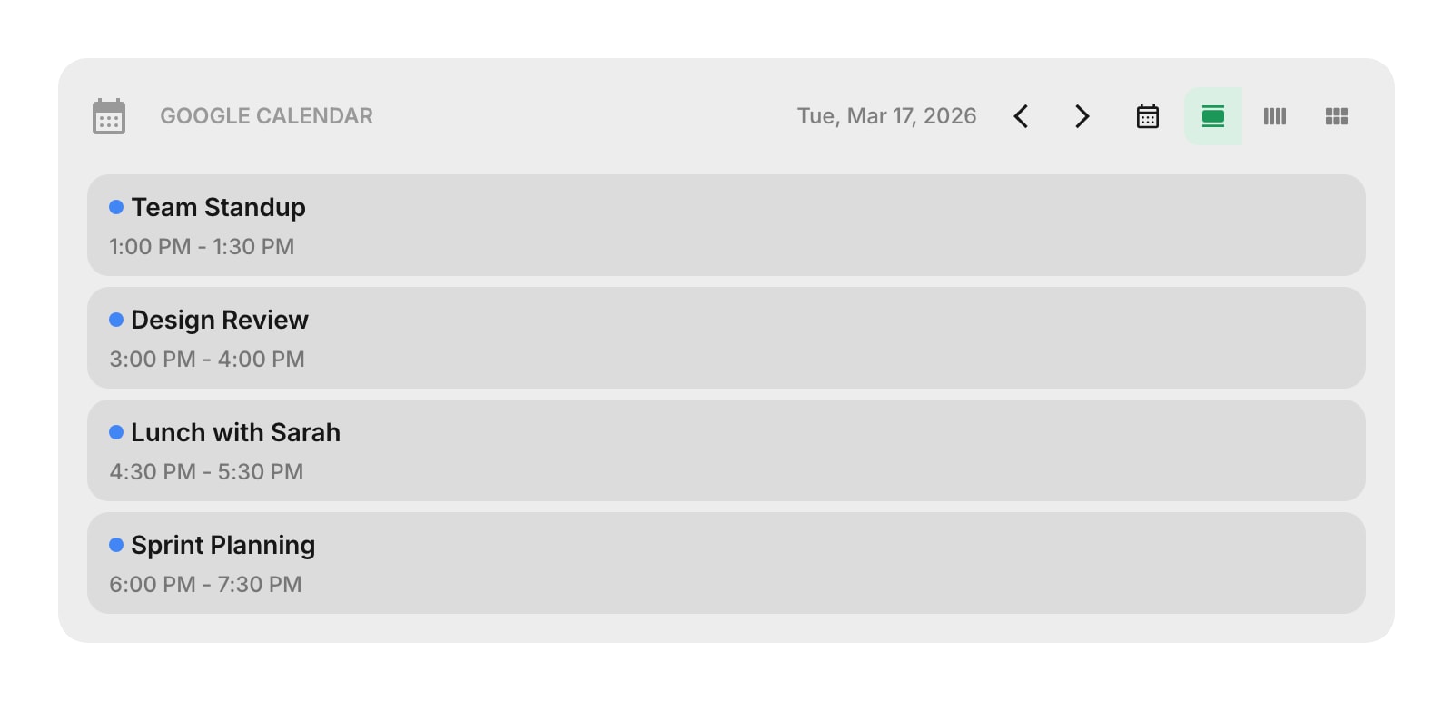 GoogleCalendar light