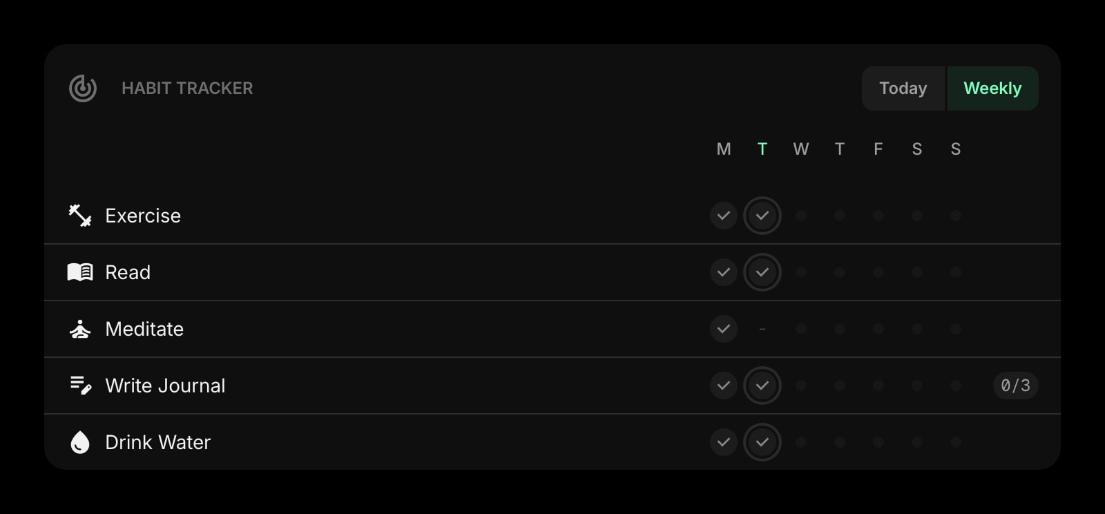 HabitTracker dark week outline