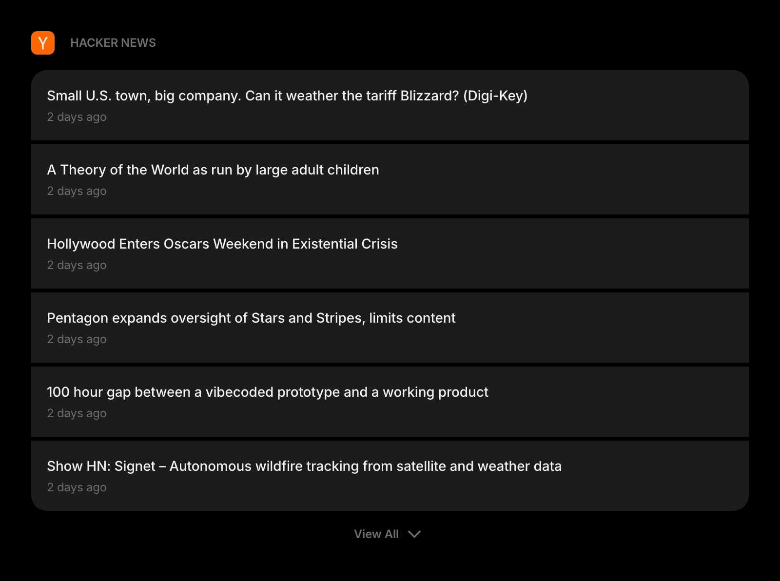 HackerNews dark list solid