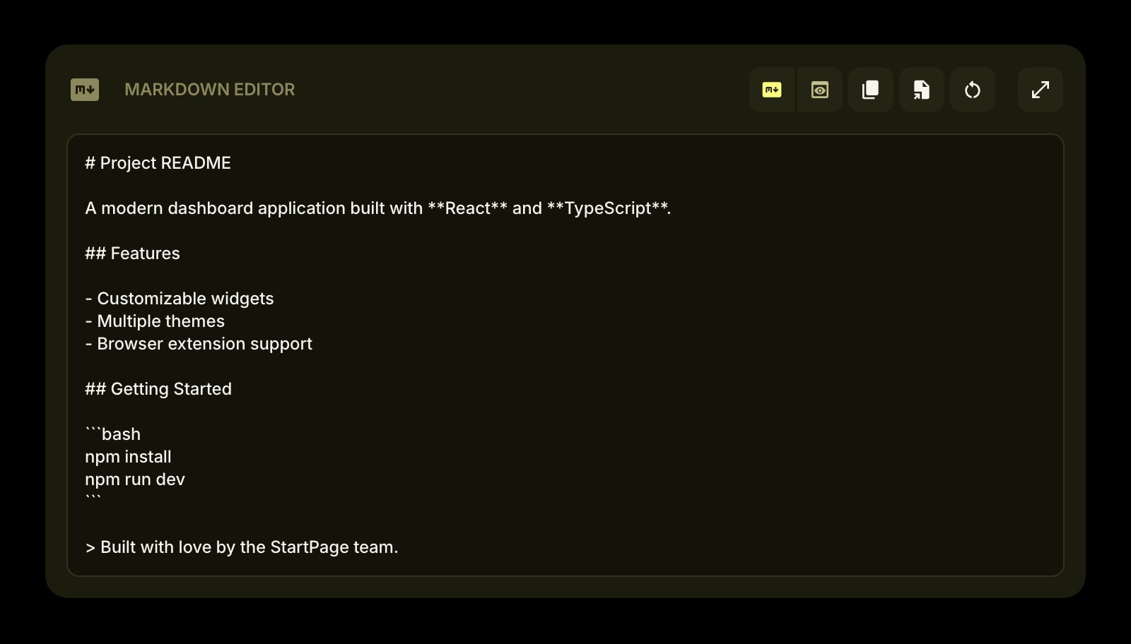 MarkdownEditor color dark