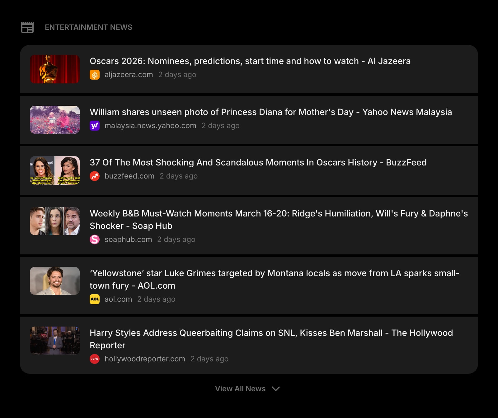 News dark list solid