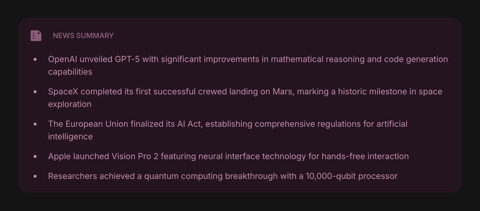 NewsSummary color dim