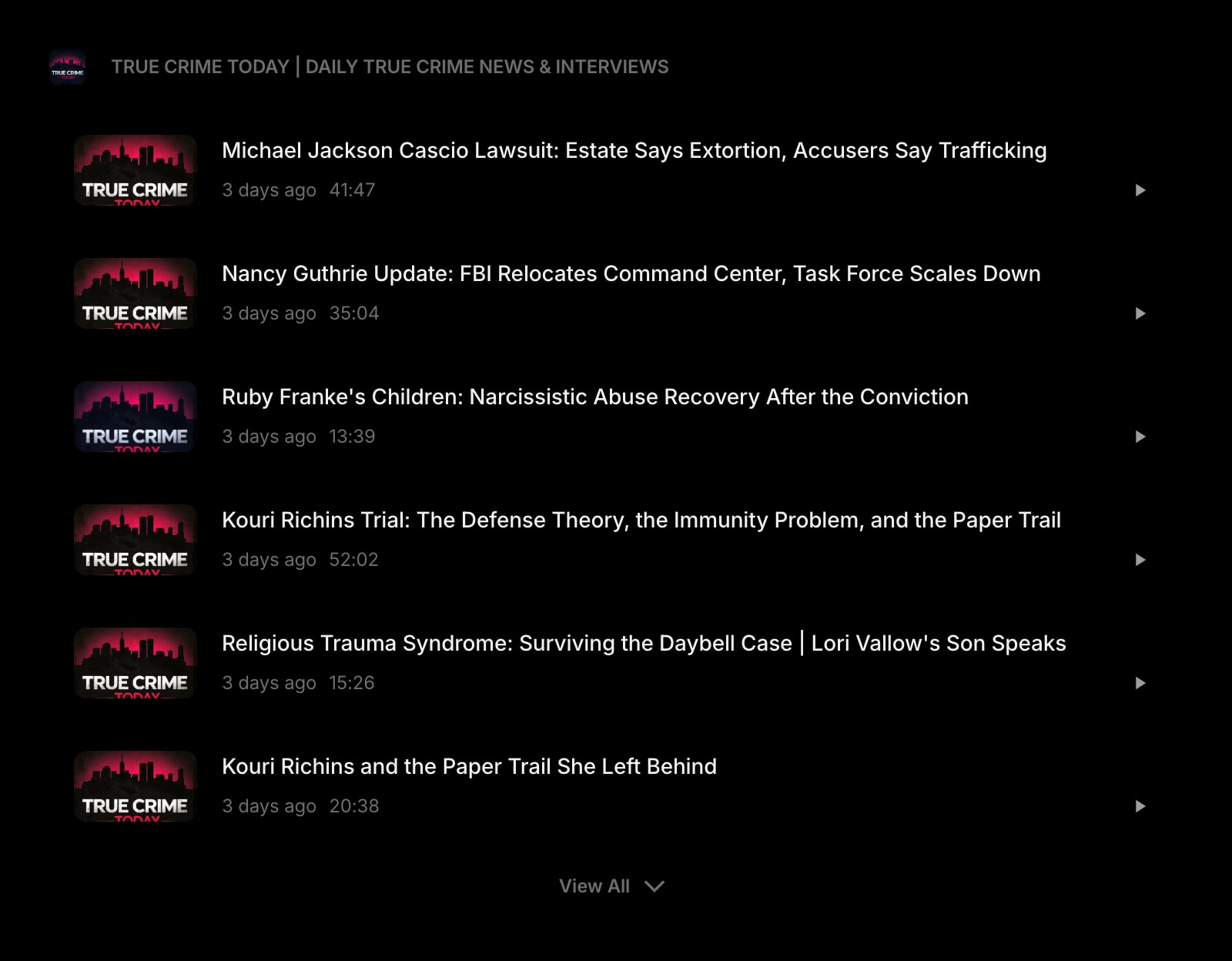 Podcast dark list clear