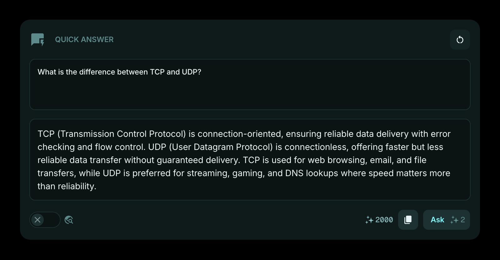 QuickAnswer color dark