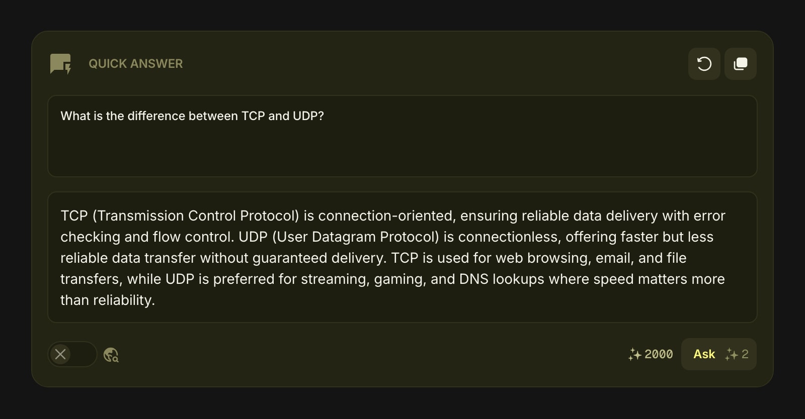 QuickAnswer color dim