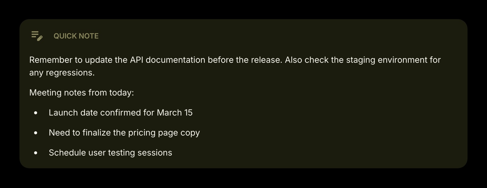 QuickNote color dark