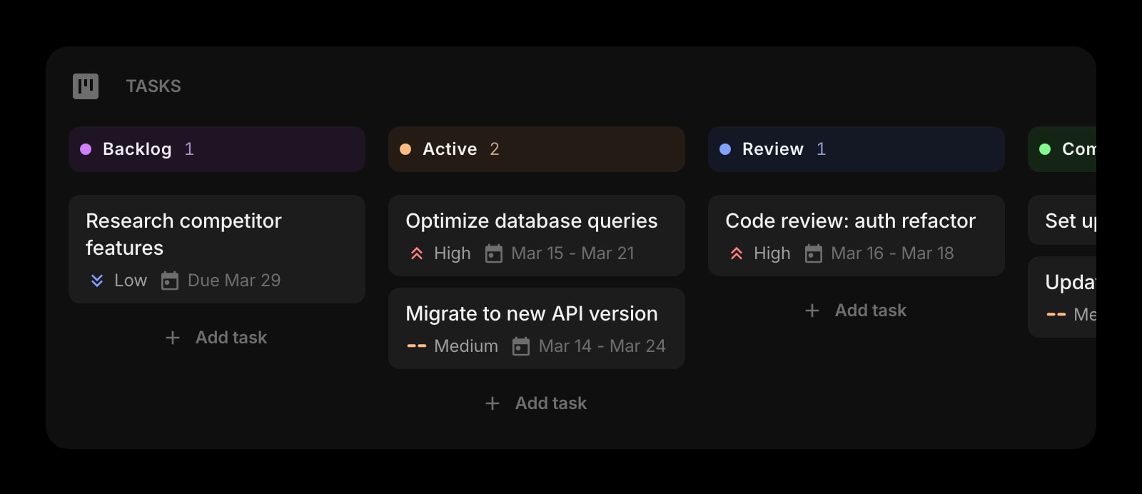 Tasks dark columns alt