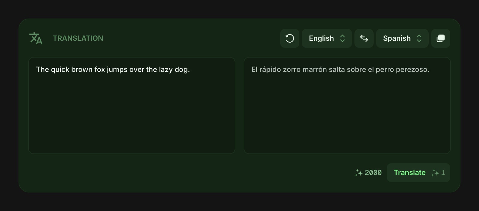 Translation color dim