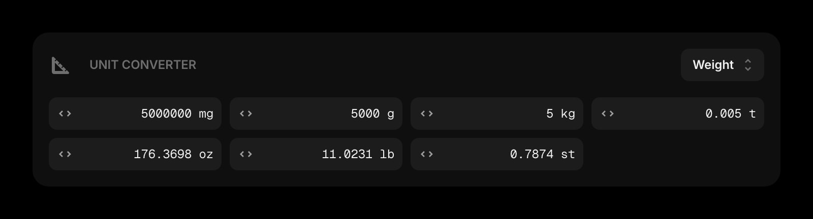 UnitConverter dark weight