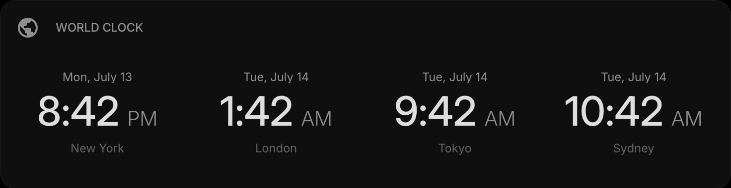 WorldClock dark digital clear