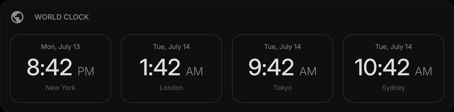 WorldClock dark digital outline
