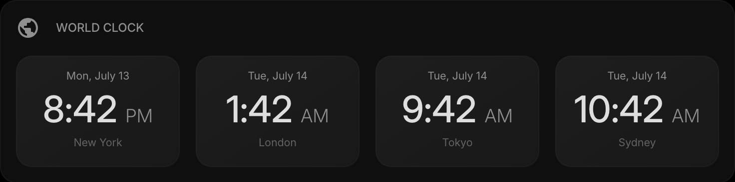 WorldClock dark digital solid