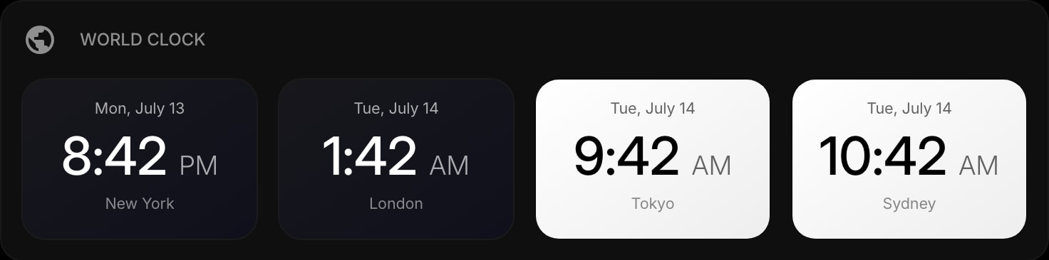 WorldClock dark digital