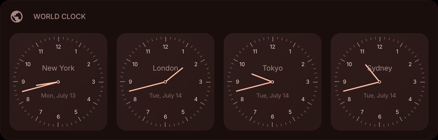 WorldClock dark watchface outline color