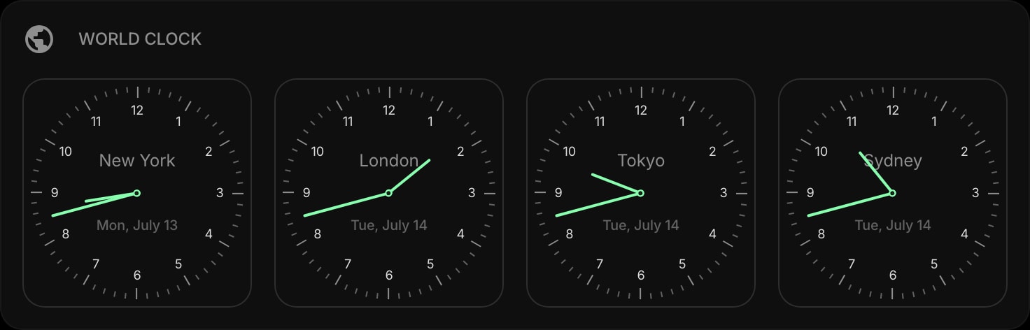 WorldClock dark watchface outline