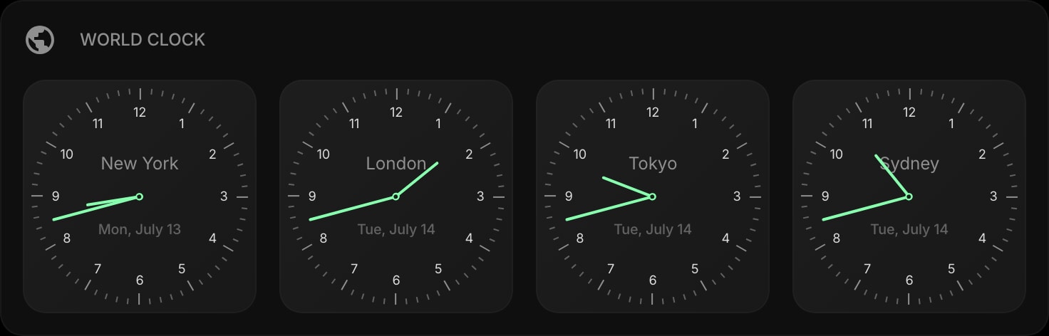 WorldClock dark watchface solid