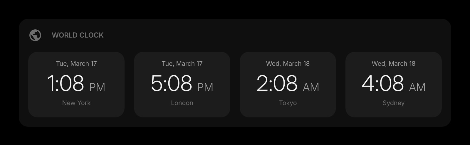 WorldClock dark watchface